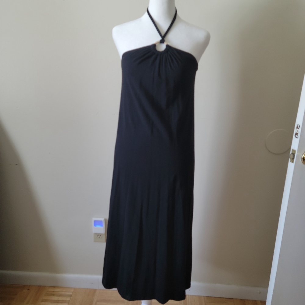 Old Navy Black Halter Midi Dress with Ring Detail Sz Sml
